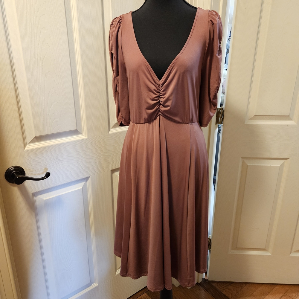 NWT Torrid Studio Knit Cinch Skater Dress Size 2 (18-20) Dusty Rose Pink